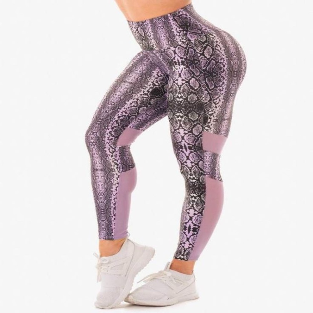 Ryderwear NEM X RW Leggings Purple Snakeskin Python Print Scrunch Bum High Waist